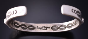 Silver Matte Finish Eagle Feathers Navajo Bracelet by Erick Begay 4C29Q