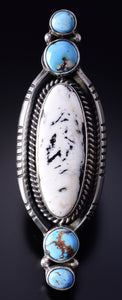 Size 7-3/4 Silver & Golden Hills Turquoise Navajo Ring by Erick Begay 5F30C