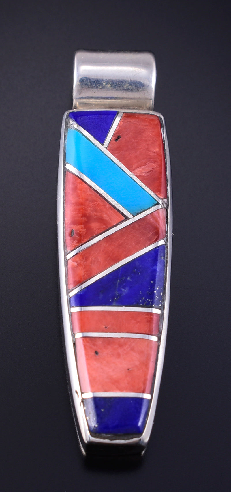 Silver & Turquoise Multistone Navajo Inlay Pendant by Erick Begay 5K22S