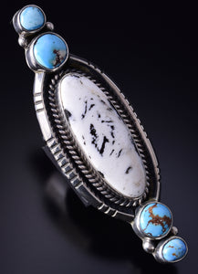 Size 7-3/4 Silver & Golden Hills Turquoise Navajo Ring by Erick Begay 5F30C