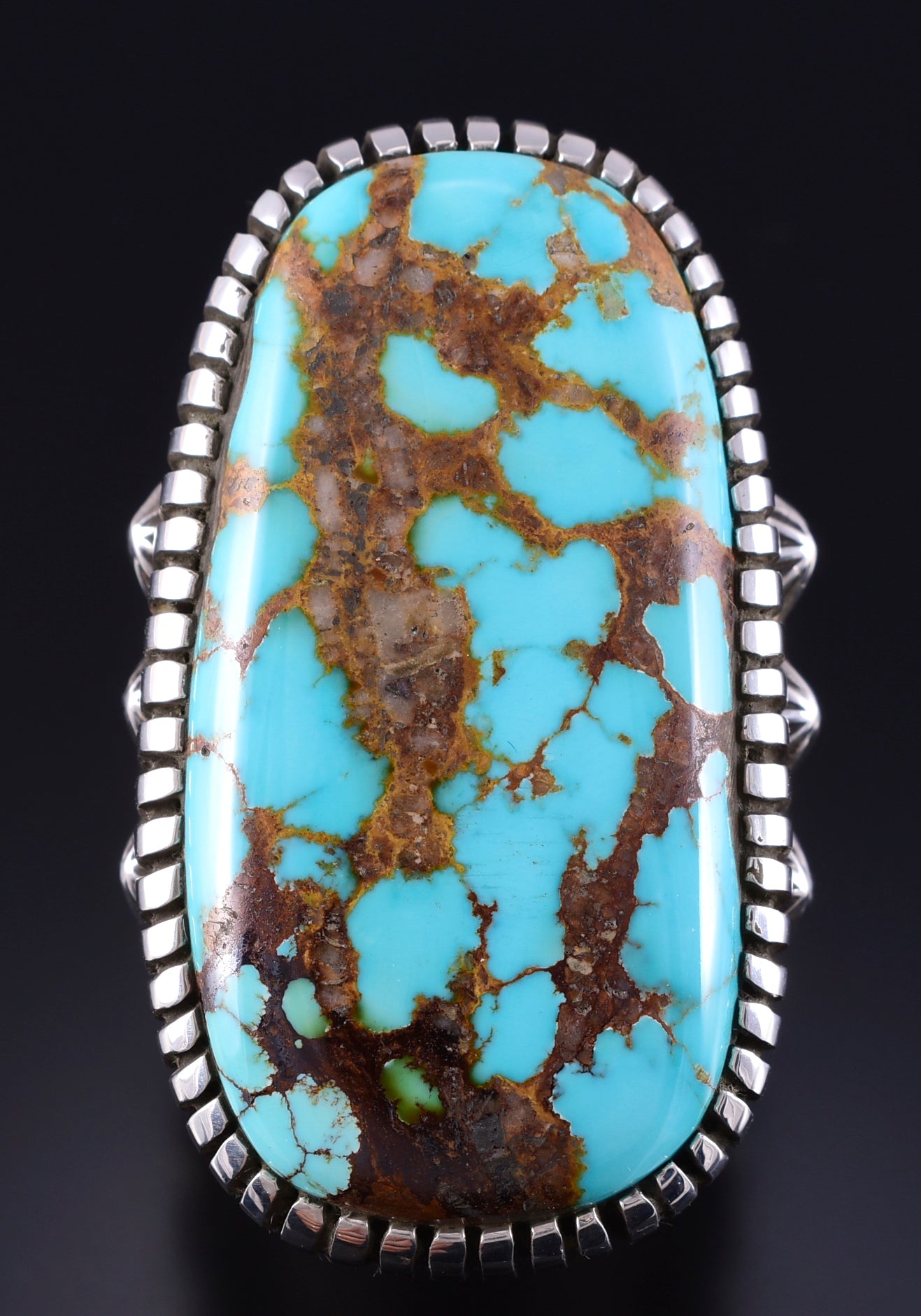 Size 13-1/2 Silver & Royston Turquoise Men's Navajo Ring by Erick Begay 5J29P