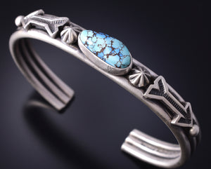 Silver Golden Hills Turquoise Protection Arrow Navajo Men's Bracelet Erick Begay 5H04A