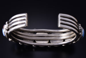 Silver & Golden Hills Turquoise 7-Stone Navajo Bracelet by Erick Begay 5F30N