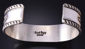 Silver & Bisbee Turquoise Navajo Handstamped Bracelet by Erick Begay 5H01F