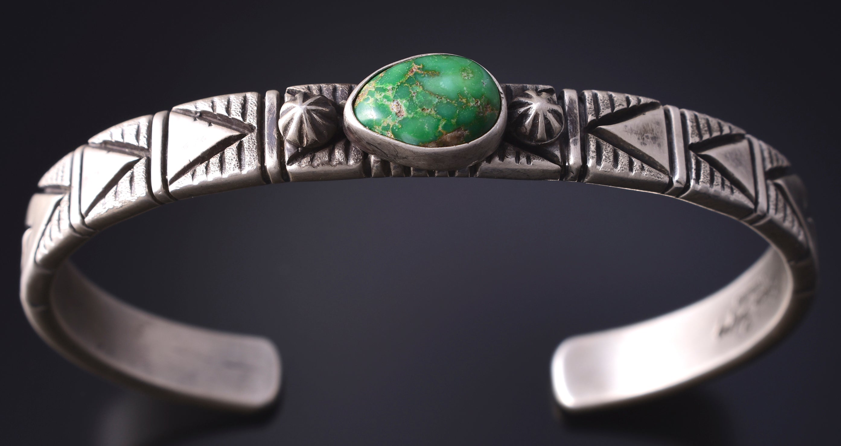 Silver & Turquoise Navajo Handmade Arrowheads Bracelet by Erick Begay 5H01O