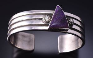 Silver & Sugiite Navajo Concho Sides Bracelet by Erick Begay 4H35H