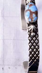 Silver & Golden Hills Turquoise Navajo Concho Men's Bracelet - Erick Begay 5H01U