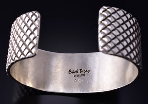 Silver & 18k Gold w/ Kingman Turquoise Navajo Bracelet by Erick Begay 5H01E