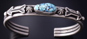 Silver Golden Hills Turquoise Protection Arrow Navajo Men's Bracelet Erick Begay 5H04A