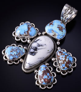 Silver & Golden Hills Turquoise Navajo Turtle Pendant by Erick Begay 5H03D
