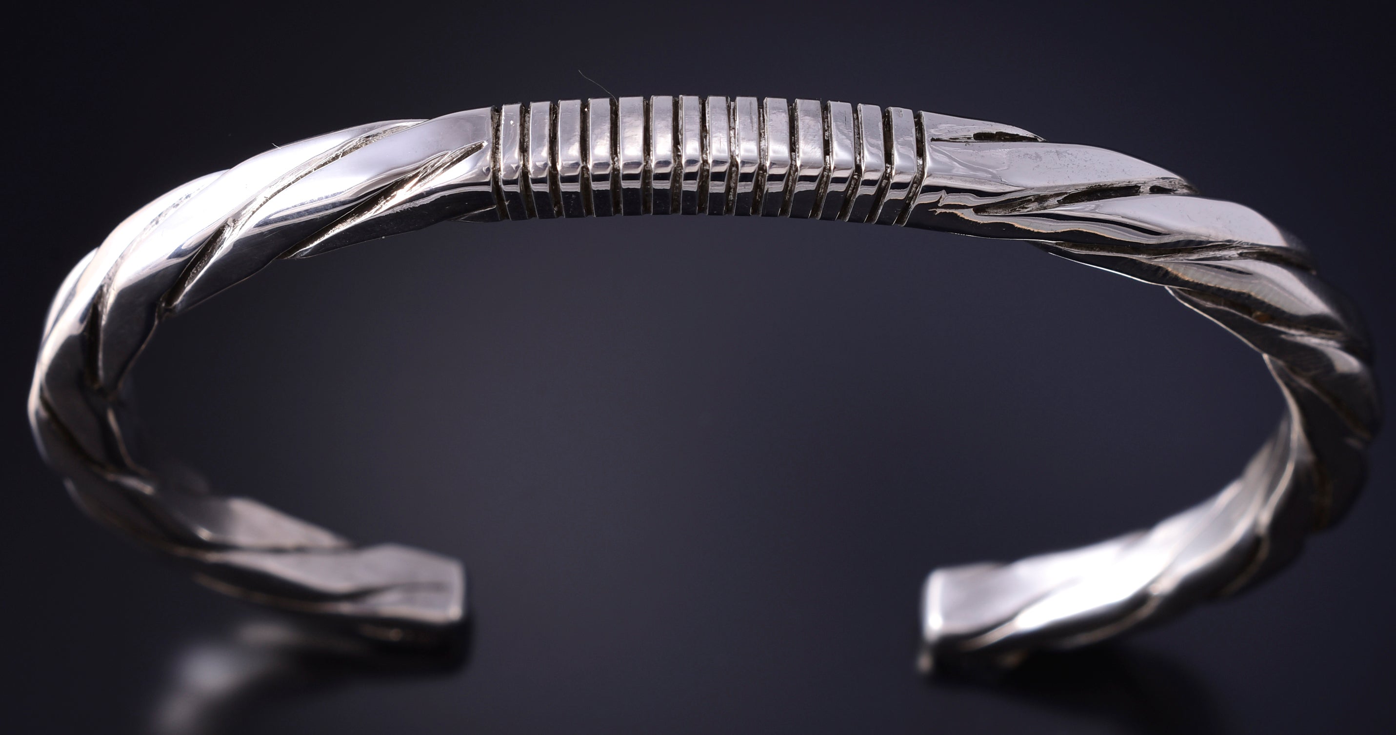 Silver Navajo Handmade Unity Men's Bracelet by Erick Begay 5K17N