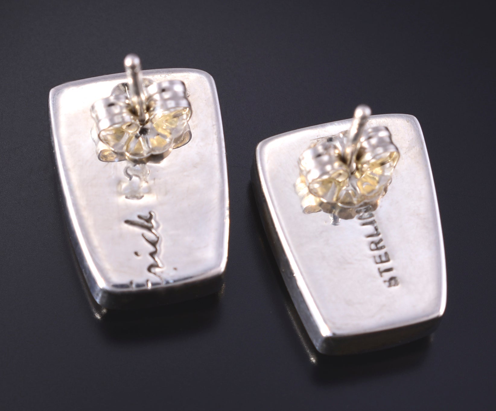 Silver & Turquoise Multistone Navajo Inlay Post Earrings by Erick Begay 5K22P