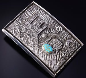 Silver & #8 Spiderweb Turquoise Tufacast Starry Morning Buckle Erick Begay 5H03V