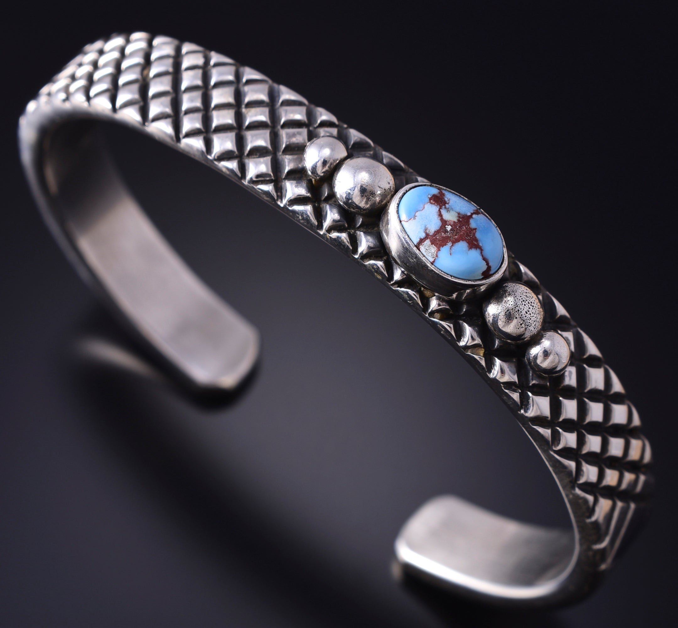 Silver & Golden Hills Turquoise Navajo Sky Bracelet by Erick Begay 5H01V