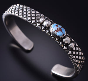 Silver & Golden Hills Turquoise Navajo Sky Bracelet by Erick Begay 5H01V