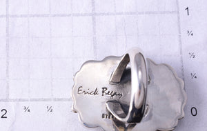 Size 6 Silver & Golden Hills Turquoise Fresh Pearl Navajo Ring Erick Begay 5F30H