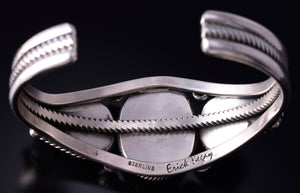 Silver & Golden Hills Turquoise White Buffalo Navajo Bracelet Erick Begay 5F30B