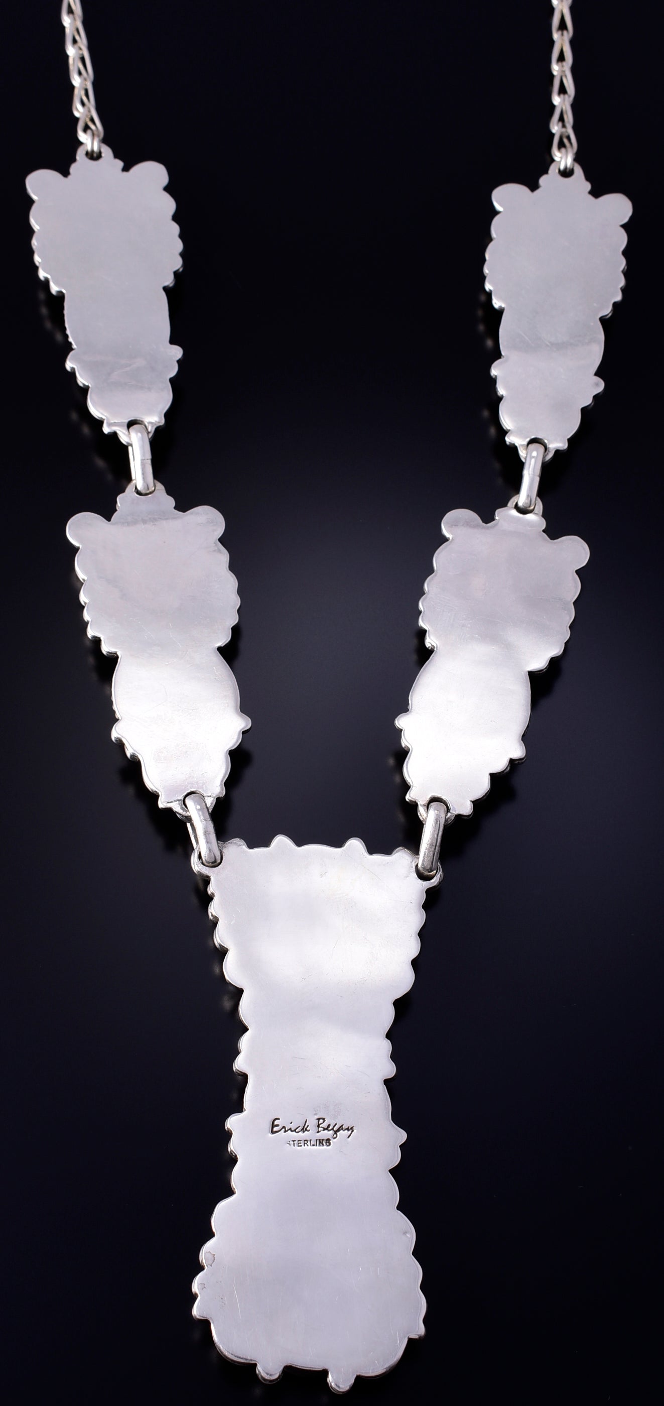 Silver & Golden Hills Turquoise White Buffalo Navajo Necklace Erick Begay 5H03E