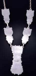 Silver & Golden Hills Turquoise White Buffalo Navajo Necklace Erick Begay 5H03E