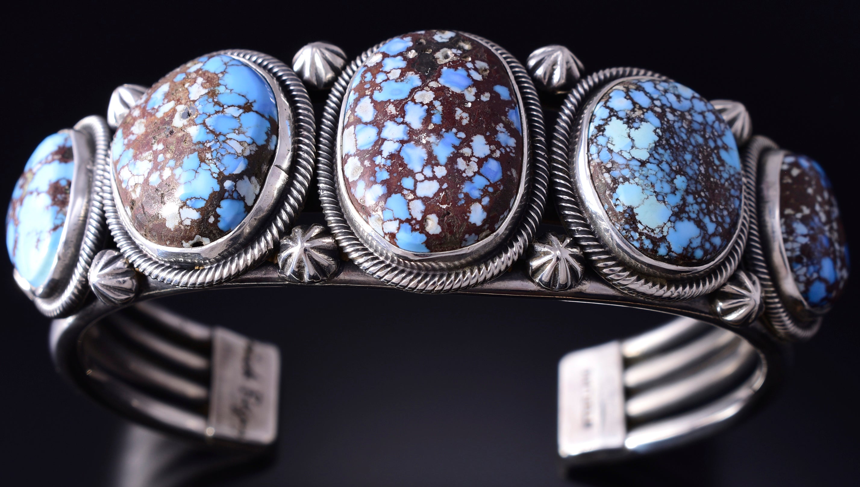 Silver & Golden Hills Turquoise Navajo 5-Stone Bracelet by Erick Begay 5F30A