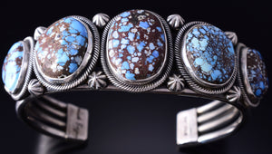Silver & Golden Hills Turquoise Navajo 5-Stone Bracelet by Erick Begay 5F30A