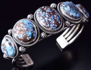 Silver & Golden Hills Turquoise Navajo 5-Stone Bracelet by Erick Begay 5F30A
