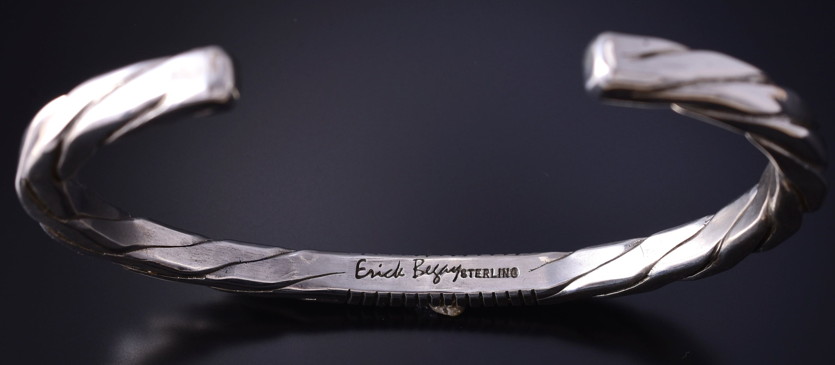 Silver Navajo Handmade Unity Men's Bracelet by Erick Begay 5K17N