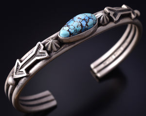 Silver Golden Hills Turquoise Protection Arrow Navajo Men's Bracelet Erick Begay 5H04A