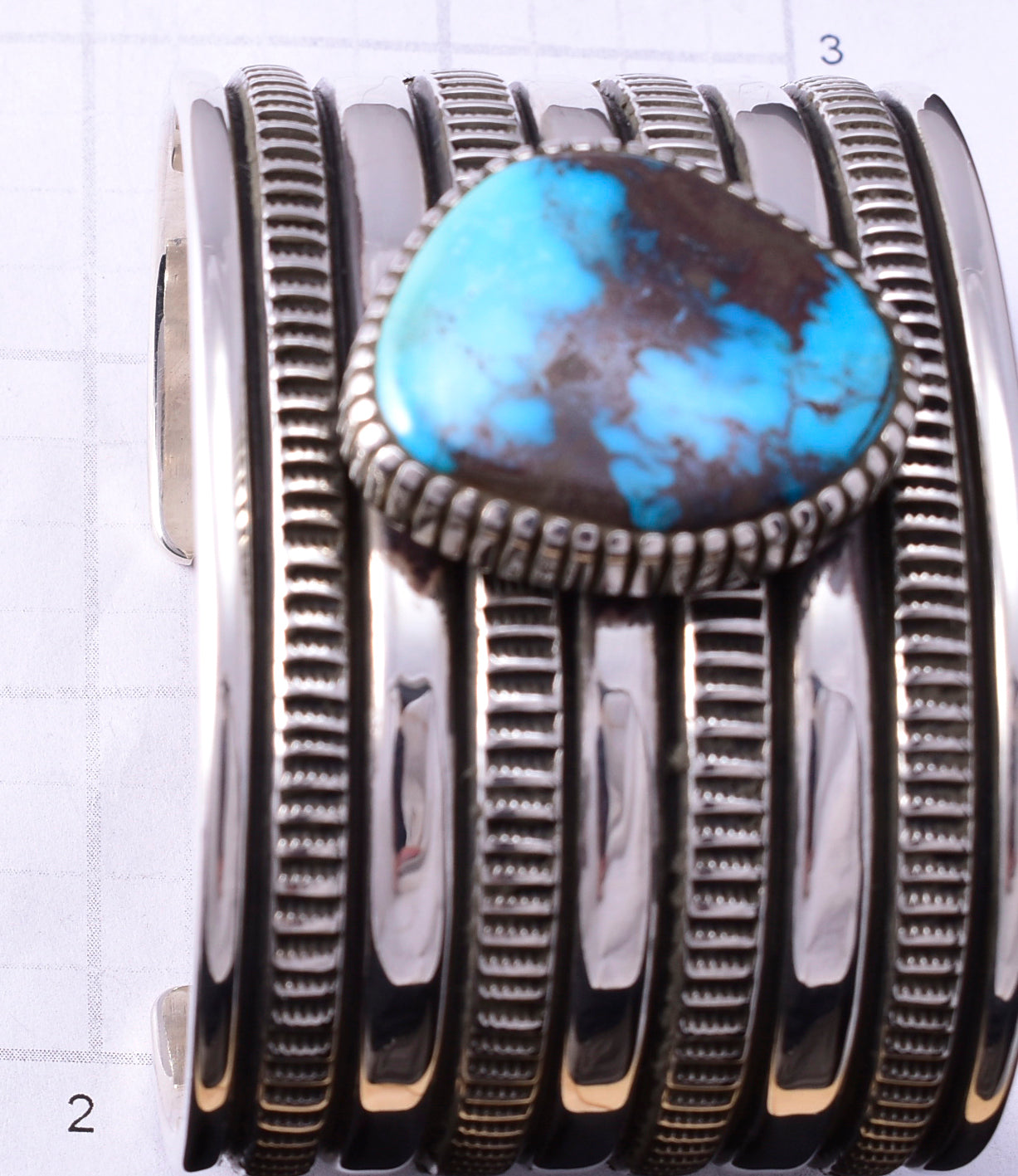 Silver & Bisbee Turquoise Navajo Bracelet by Erick Begay 4H33J