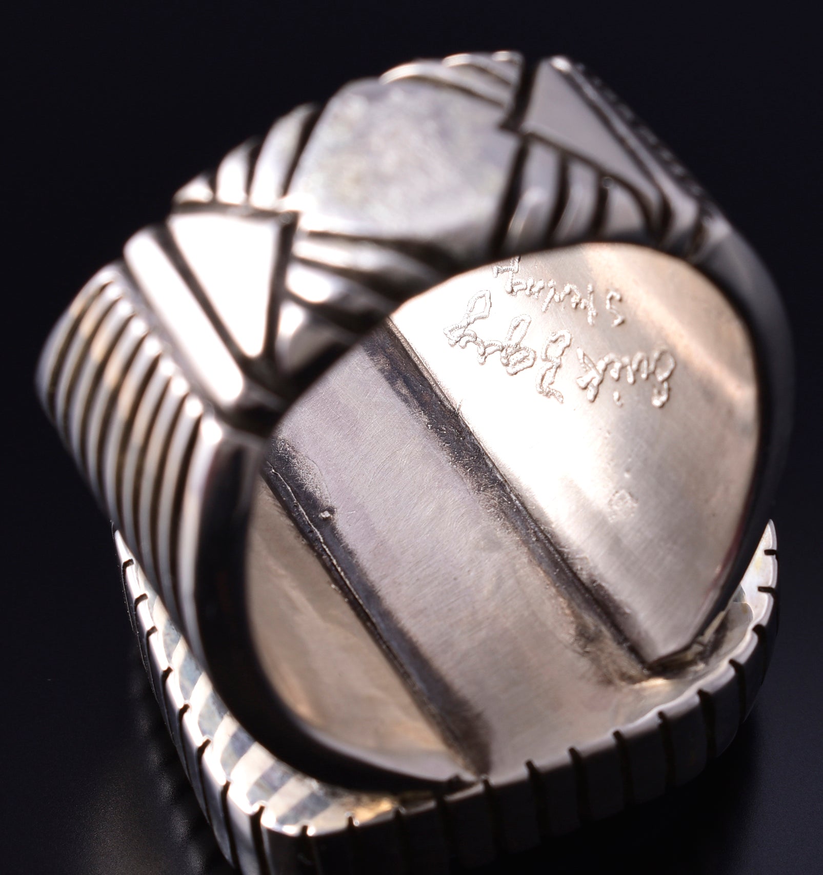 Size 12.5 Silver & Sleeping Beauty Turquoise Navajo Men's Ring Erick Begay 5H04E