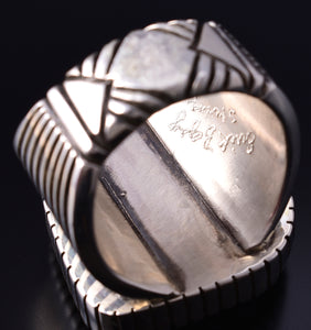 Size 12.5 Silver & Sleeping Beauty Turquoise Navajo Men's Ring Erick Begay 5H04E