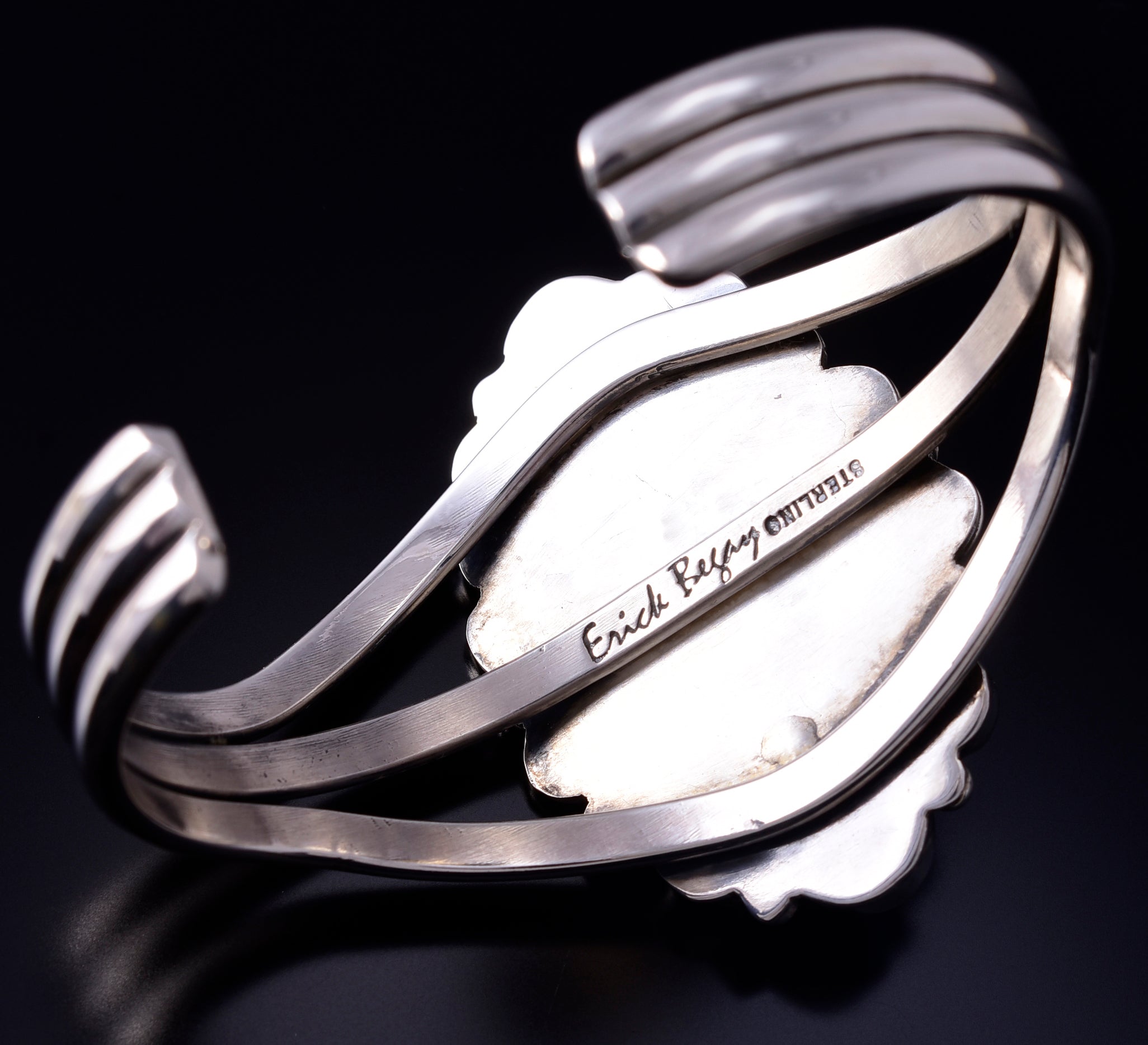 Silver & Golden Hills Turquoise Fresh Water Navajo Bracelet by Erick Begay 5F30K