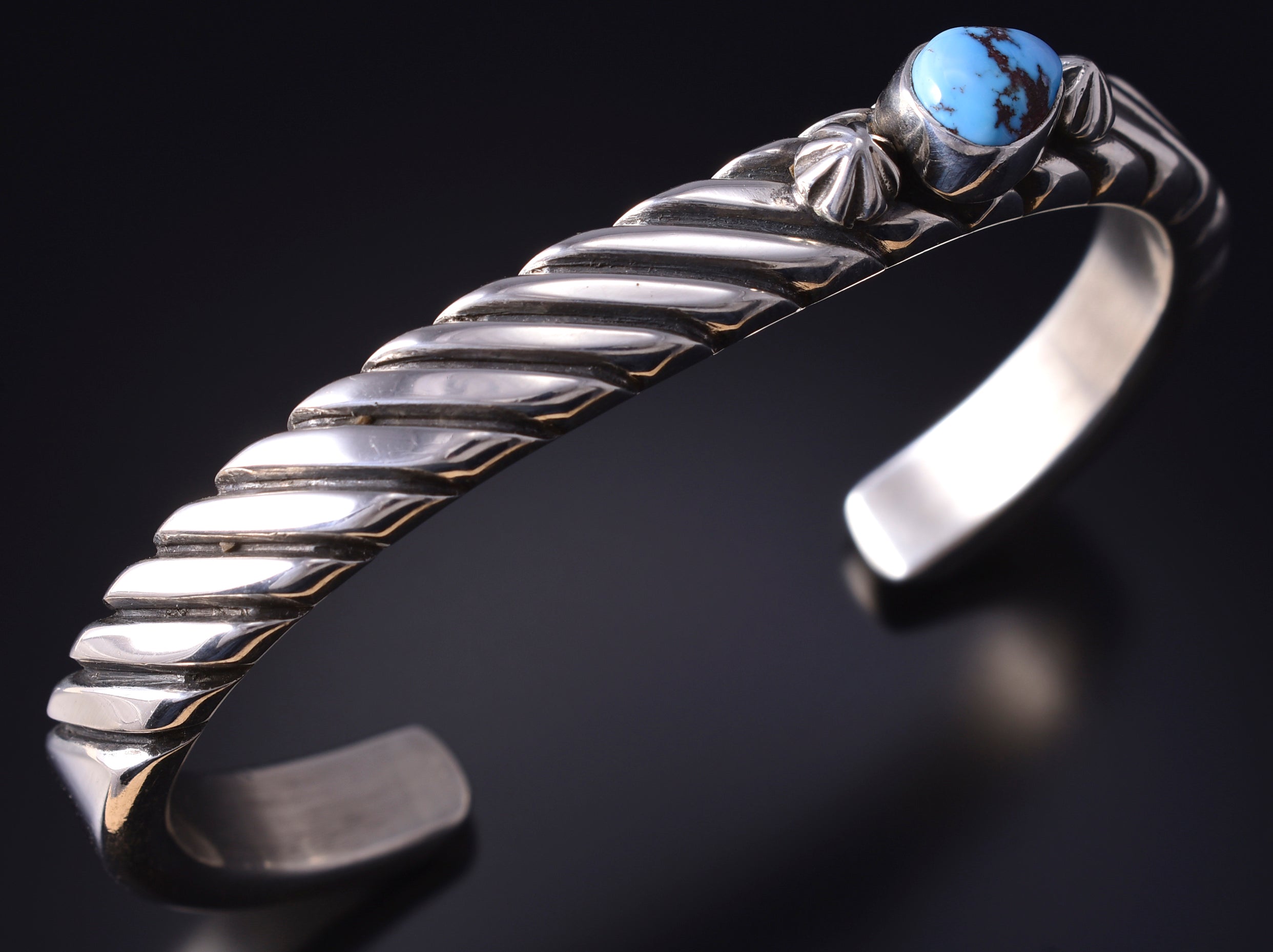 Silver & Golden Hills Turquoise Navajo Balance Bracelet by Erick Begay 5H01L
