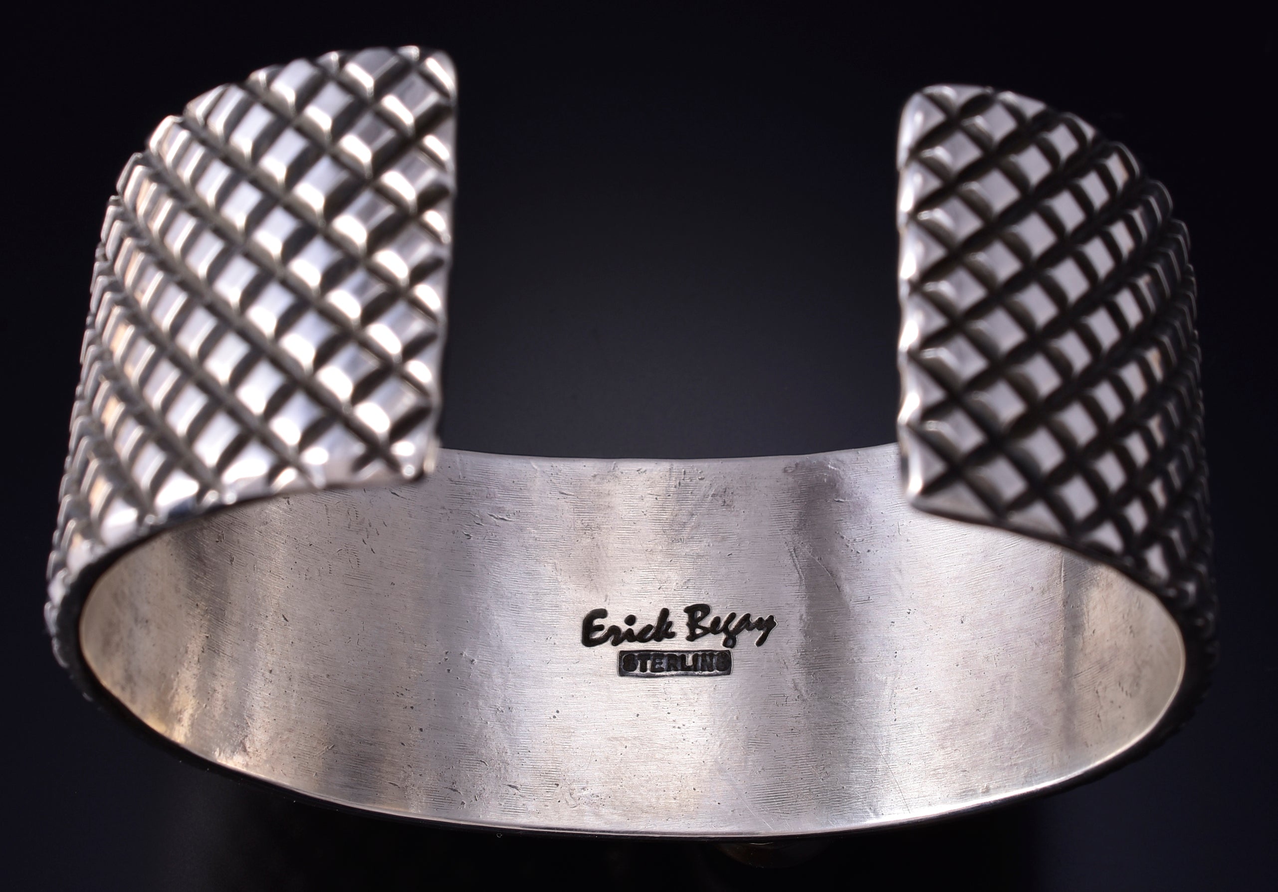 Silver & Golden Hills Turquoise /White Buffalo Navajo Bracelet Erick Begay 5H01D