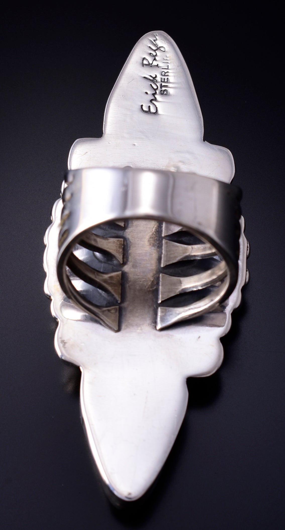Sz 9 Silver & Golden Hills Turquoise White Buffalo Navajo Ring Erick Begay 5F30P