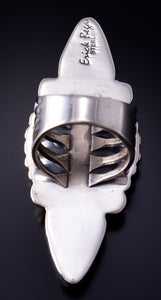 Sz 9 Silver & Golden Hills Turquoise White Buffalo Navajo Ring Erick Begay 5F30P