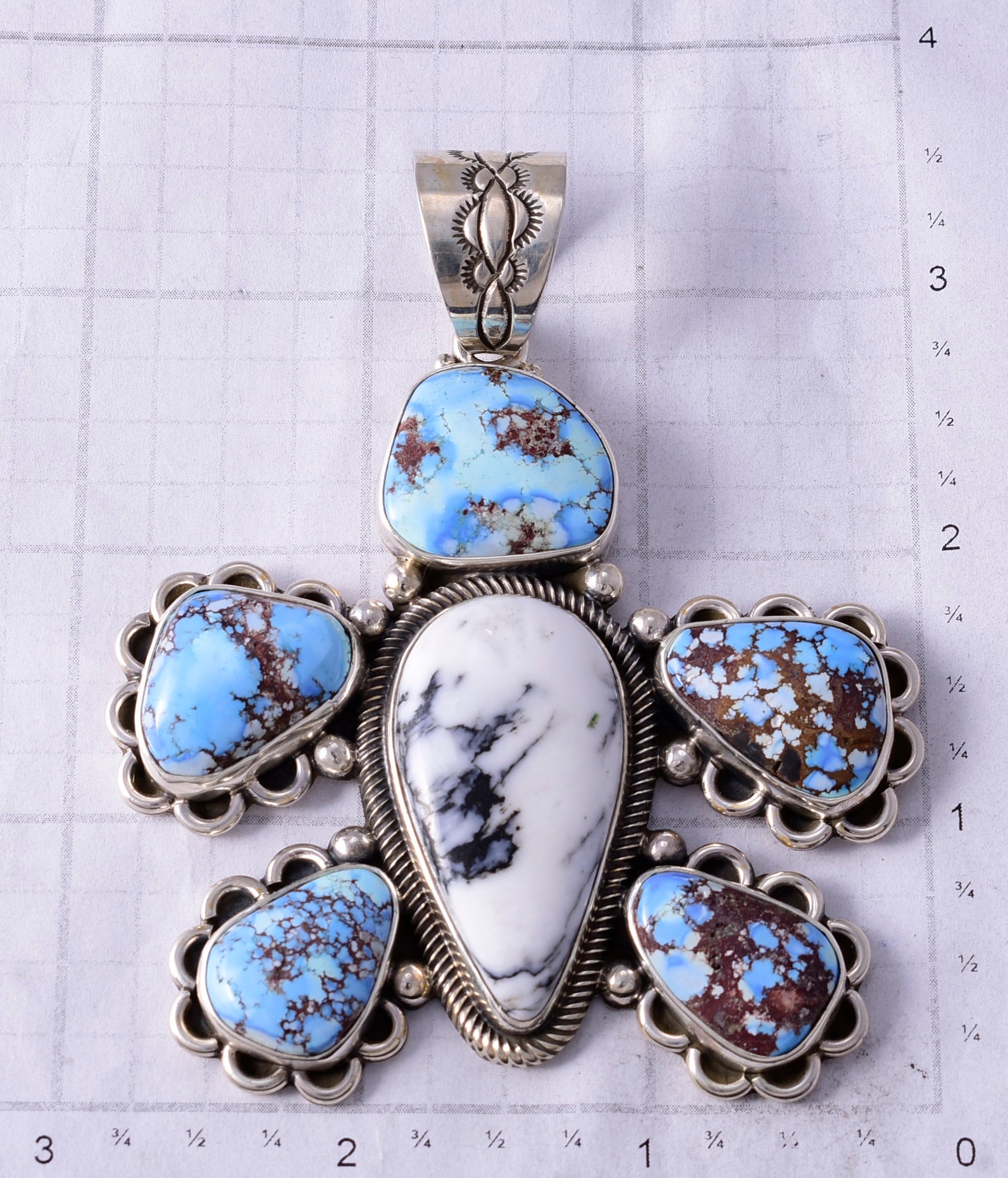 Silver & Golden Hills Turquoise Navajo Turtle Pendant by Erick Begay 5H03D