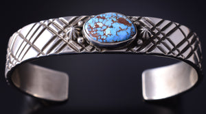 Silver & Golden Hills Turquoise Navajo Bracelet by Erick Begay 5H01T