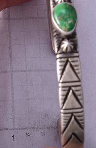 Silver & Turquoise Navajo Handmade Arrowheads Bracelet by Erick Begay 5H01O