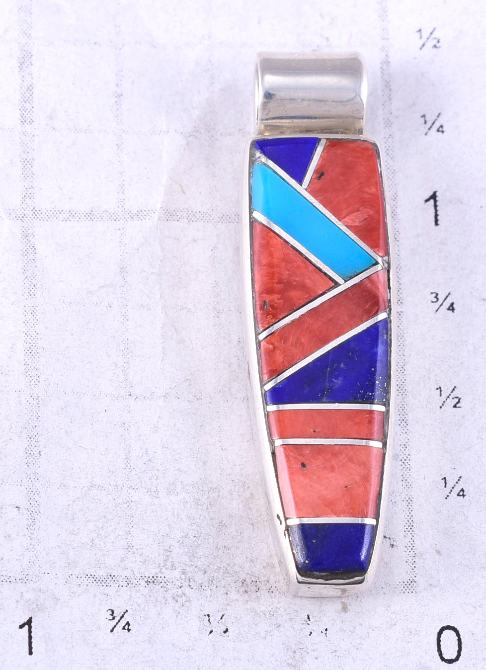Silver & Turquoise Multistone Navajo Inlay Pendant by Erick Begay 5K22S
