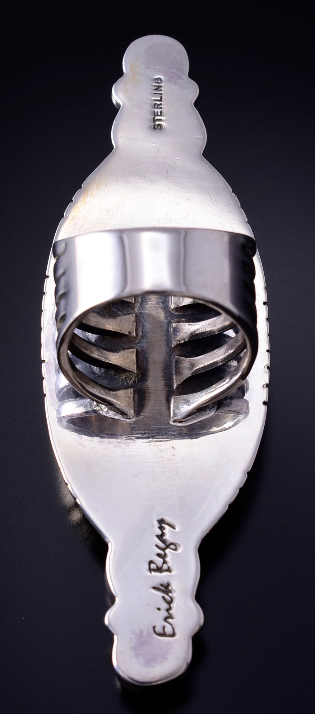 Size 7-3/4 Silver & Golden Hills Turquoise Navajo Ring by Erick Begay 5F30C