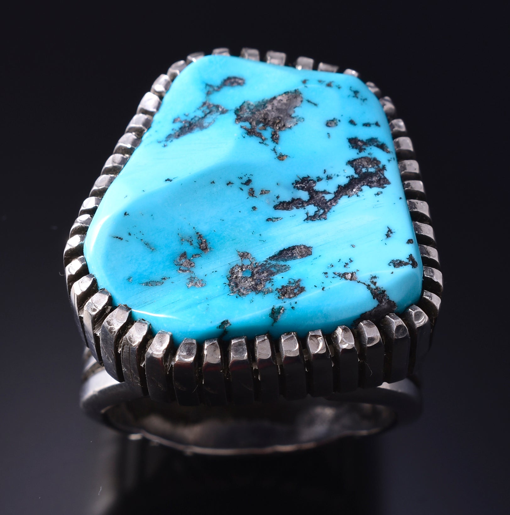 Size 12.5 Silver & Sleeping Beauty Turquoise Navajo Men's Ring Erick Begay 5H04E
