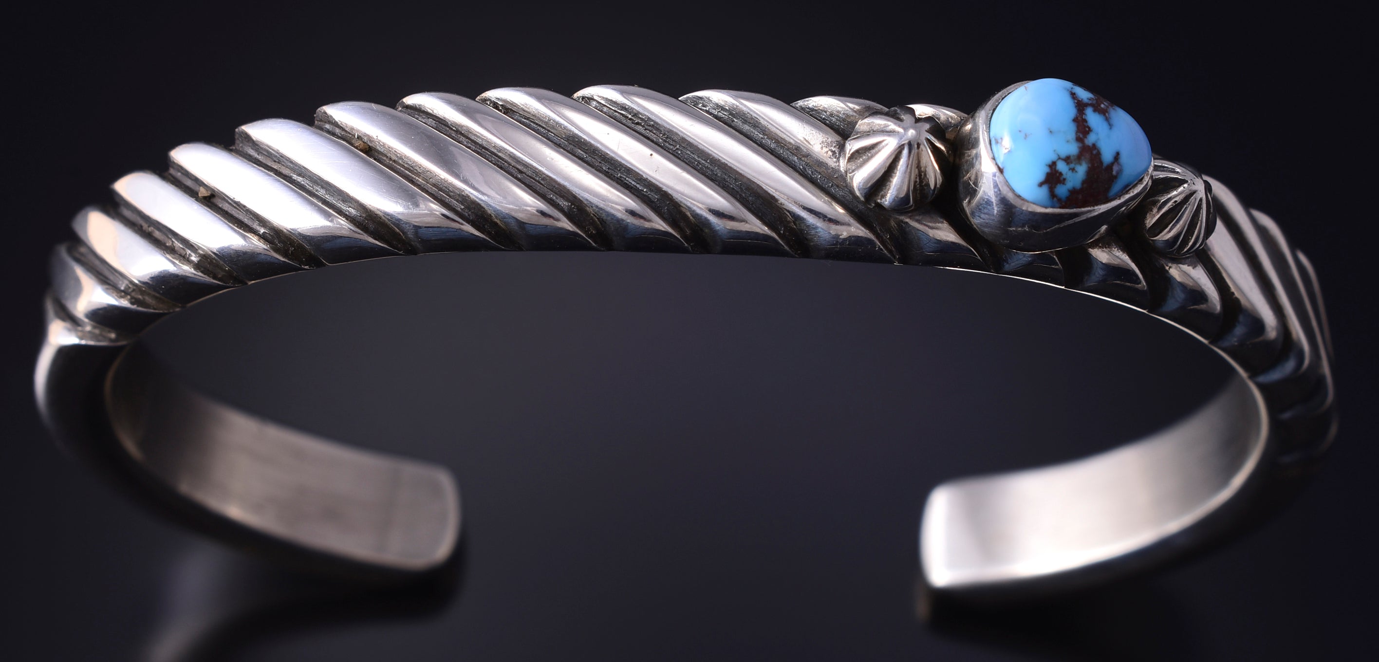 Silver & Golden Hills Turquoise Navajo Balance Bracelet by Erick Begay 5H01L