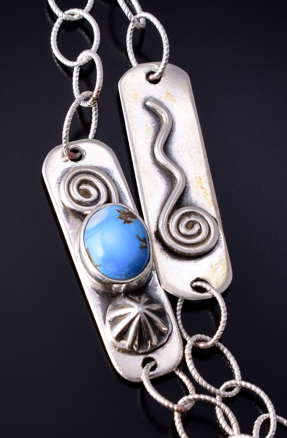 Silver & Golden Hills Turquoise Fresh Pearl Navajo Necklace by Erick Begay 5H03P
