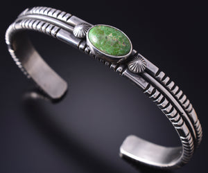 Silver & Sonoran Gold Turquoise Navajo Concho Men's Bracelet - Erick Begay 5H01R