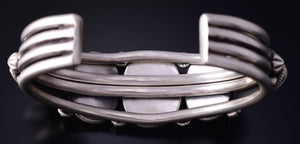 Silver & Golden Hills Turquoise White Buffalo Navajo Bracelet Erick Begay 5F30R