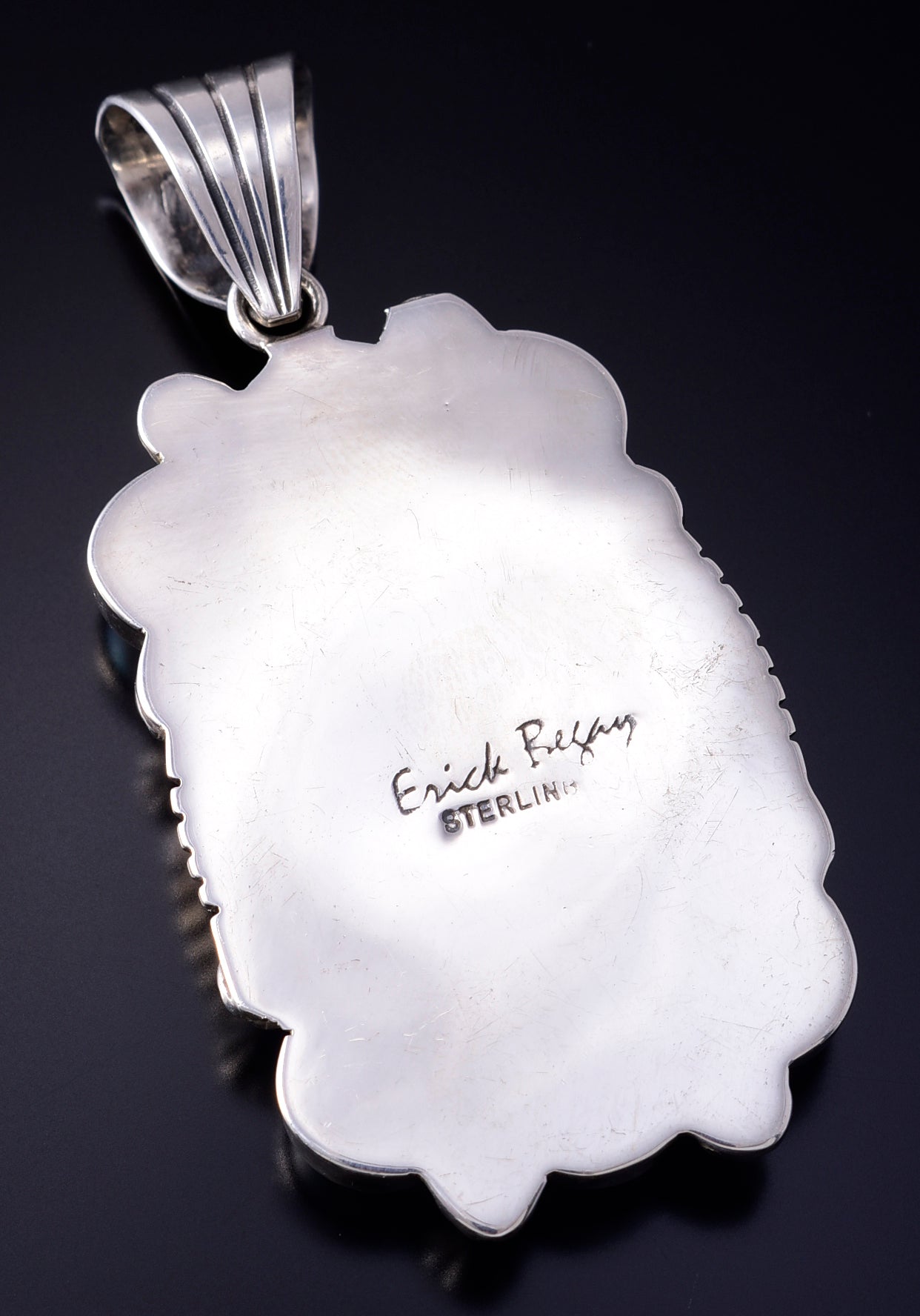 Silver & Golden Hills Turquoise Fresh Pearl Navajo Pendant by Erick Begay 5F30V