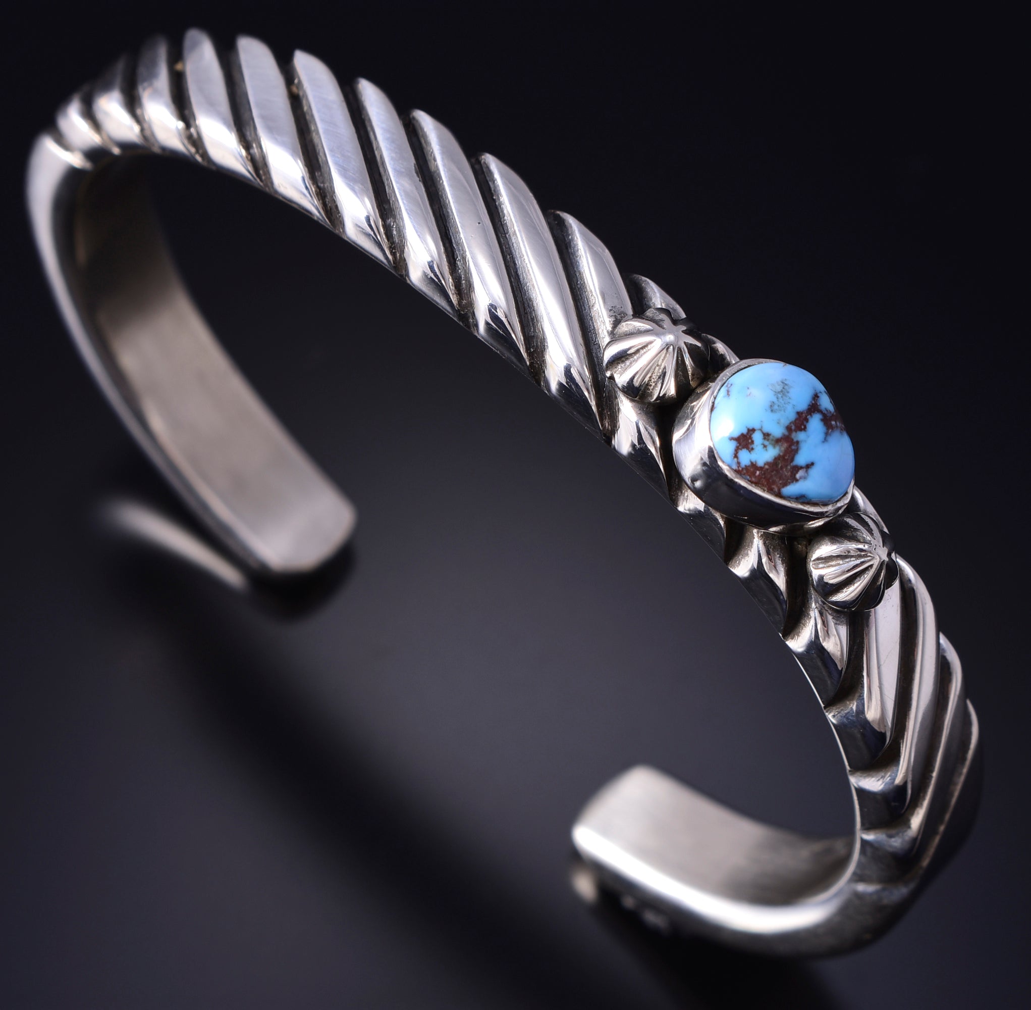 Silver & Golden Hills Turquoise Navajo Balance Bracelet by Erick Begay 5H01L