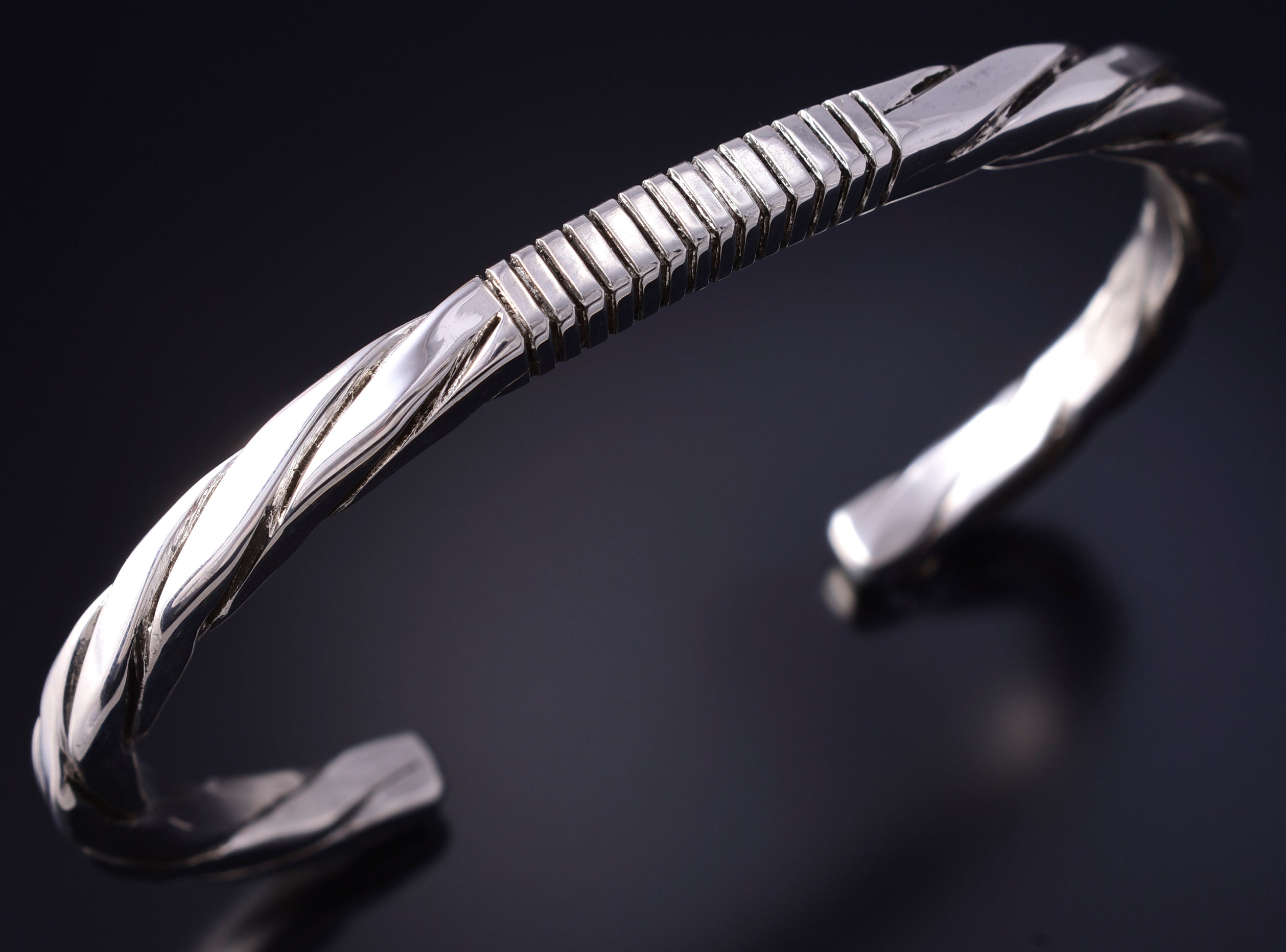 Silver Navajo Handmade Unity Men's Bracelet by Erick Begay 5K17N