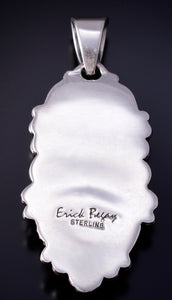 Silver & Golden Hills Turquoise White Buffalo Navajo Pendant - Erick Begay 5H03H